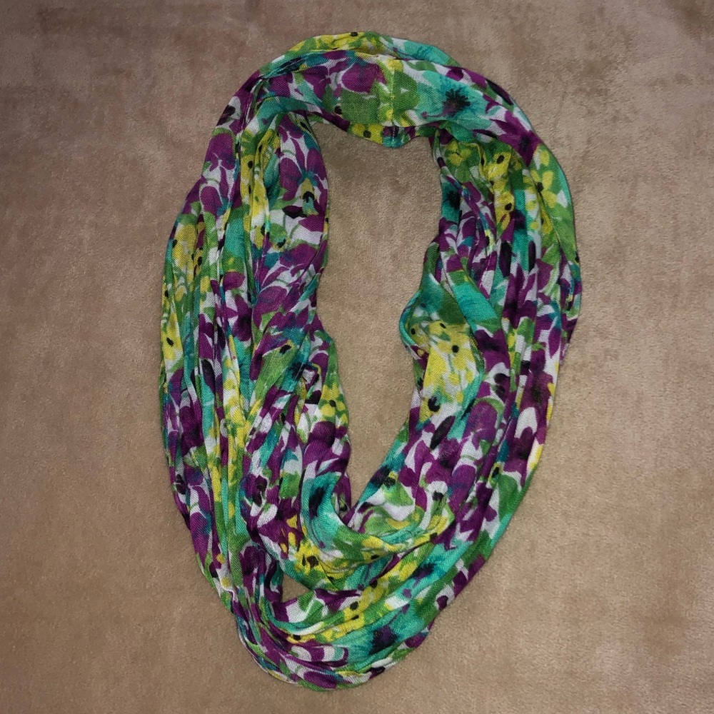 Thin Floral Infinity Scarf